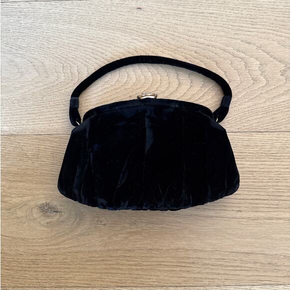 Garay Evening Bag Velvet Vintage Size Small Black - Picture 1 of 5